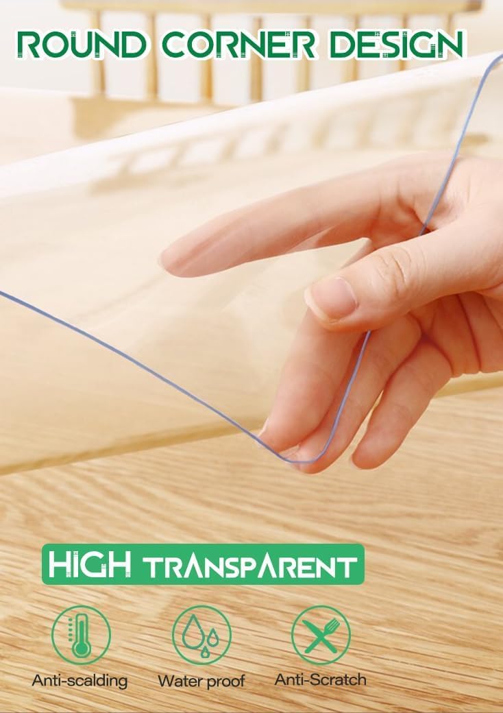 WingCanto 18X72 Inch 1.5mm Thick PVC Tablecloth Cover Clear Plastic Table Protector Transparent Vinyl Table Cloths