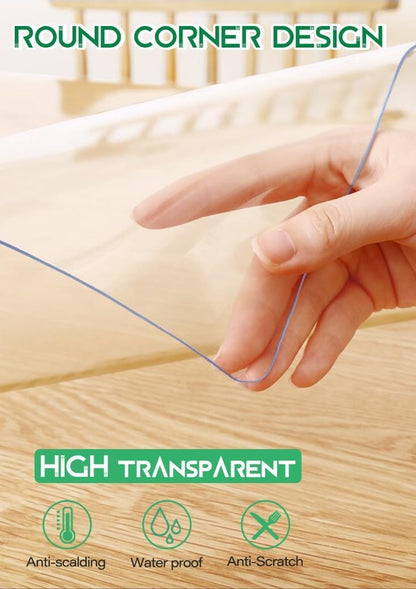 WingCanto 18X72 Inch 1.5mm Thick PVC Tablecloth Cover Clear Plastic Table Protector Transparent Vinyl Table Cloths