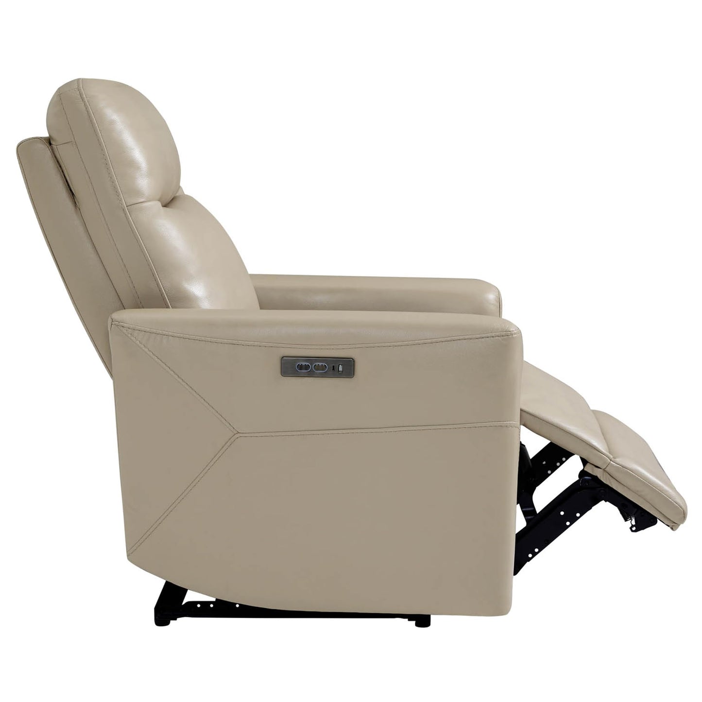 CHITA Genuine Leather Power Recliner Chair for Adults, Electric Wall Hugger Recliner for Small Spaces, Modern Living Room and RV Recliner Chair with Power Headrest & Charging Ports, Latte Tan
