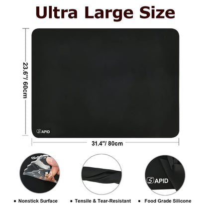 SAPID Extra Large Silicone Sheet for Crafts 23.6" x 31.4", Thick Silicone Jewelry Casting Mats, Nonstick Nonslip Silicon Mat for Epoxy Resin, Art Painting, Heat Resistant Counter Mat (Black)