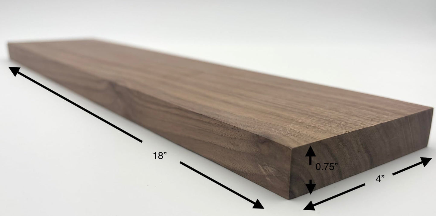 Walnut Hardwood Board 4" x 0.75" x 12" – Premium S4S Surfaced Four Sides – Craft Wood for DIY, Woodworking, Turning, Carving, CNC, Small Projects – Clear, Straight-Grain Eastern Walnut