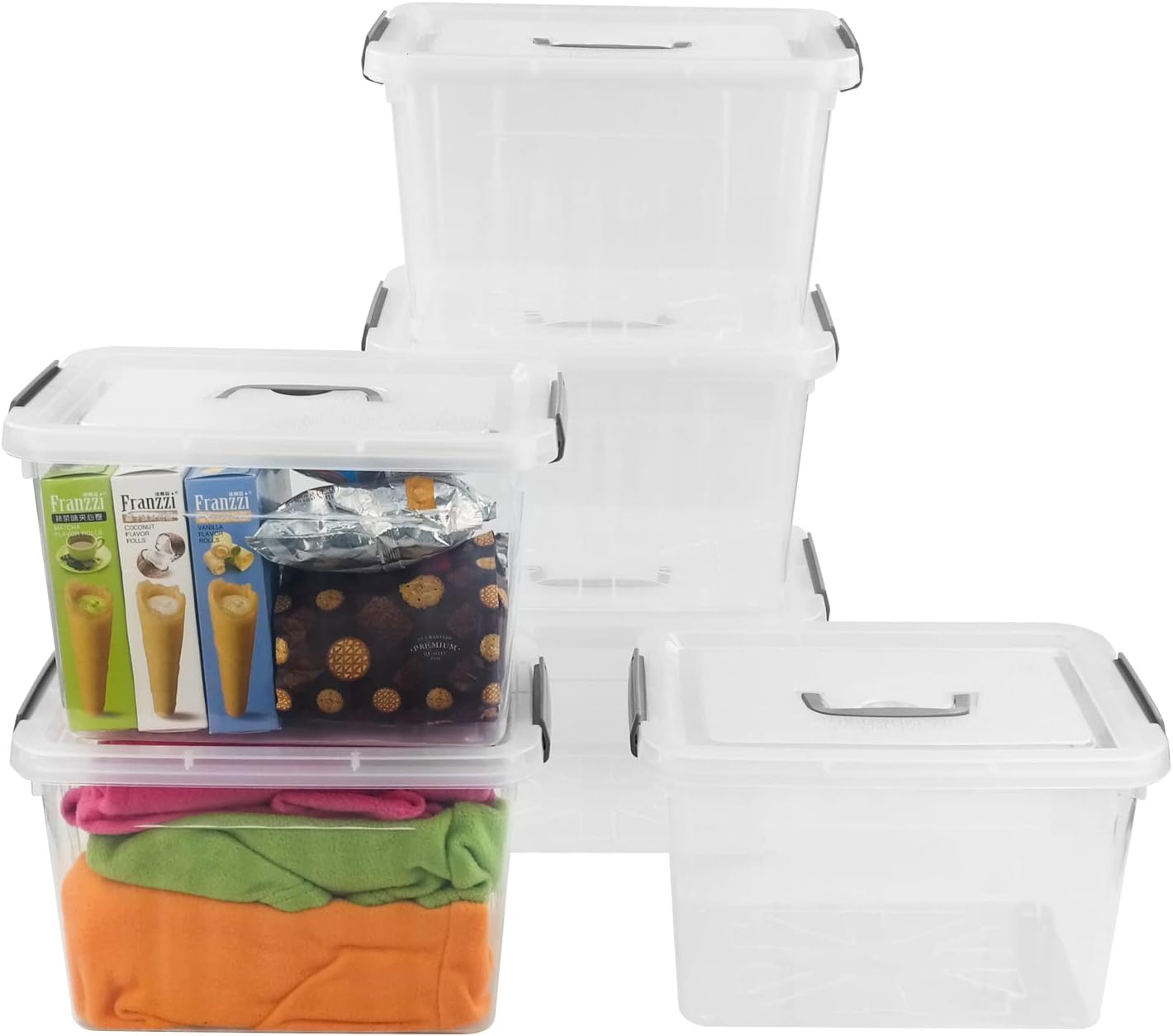 Bringer 6-Pack Clear Plastic Latching Storage Box - 10 L Plastic Box