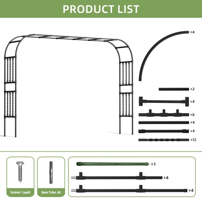 141 x98.4 in Square Tube Garden Arbor Trellis,Unique Design Extra Large Wide Metal Arch for Climbing Plants Outdoor,Wedding Arch Backdrop Stand for Garden Ceremony Party
