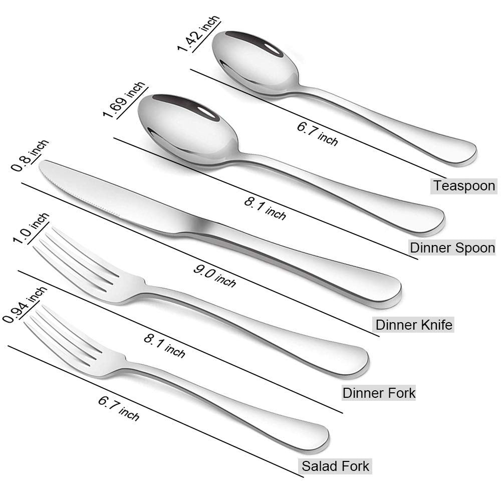 Silverware Set, Briout Flatware Set Service for 4 Stainless Steel Cutlery Set 20 Piece Include Upgraded Knife Spoon Fork Mirror Polished, Dishwasher Safe