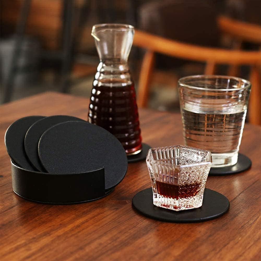 Drink Coasters Set of 6, Leather Coasters for Spill Protection, Durable and Non-Slip, Perfect for Common Size Glass