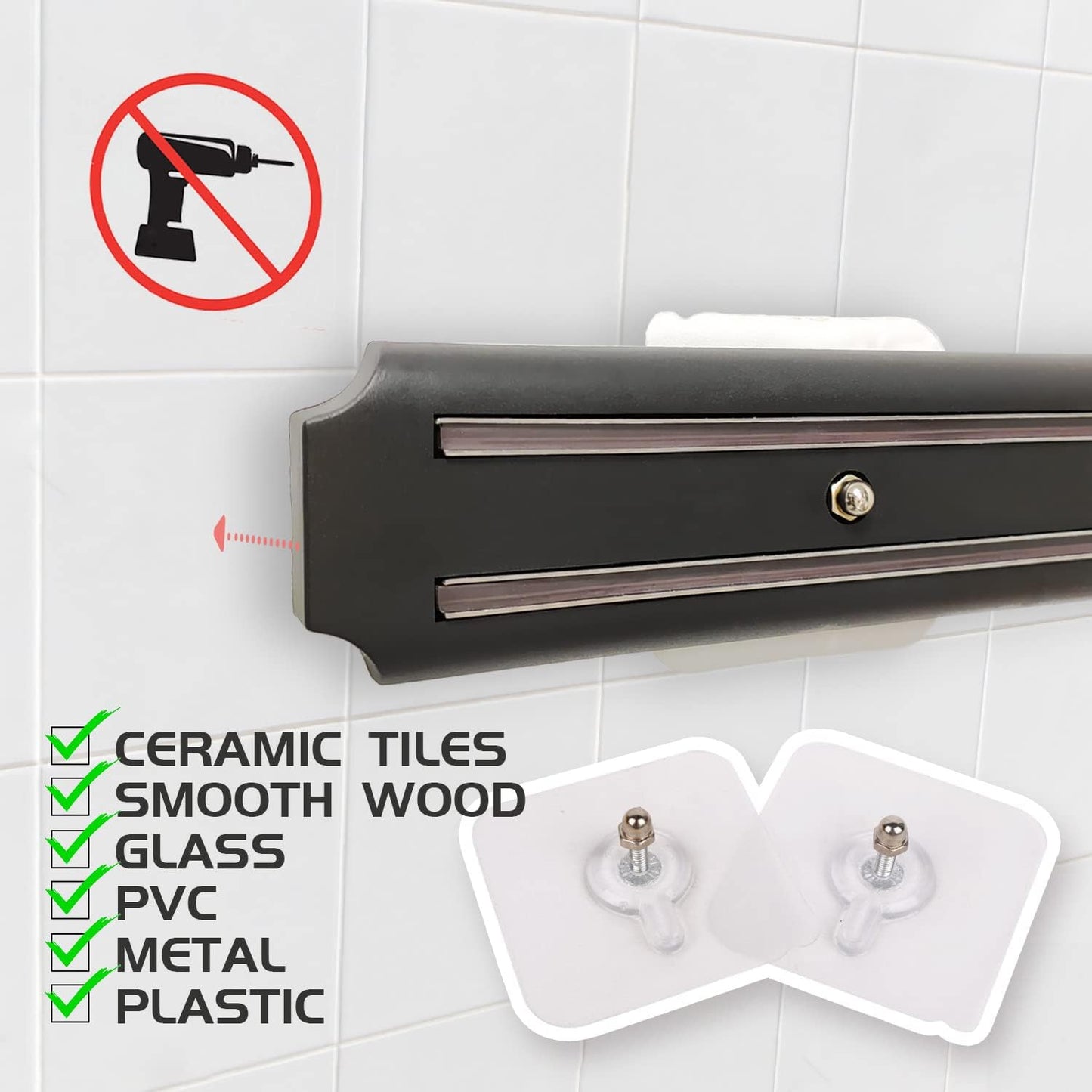 Magnetic Knife Holder for Wall, 15 Inch Knife Magnetic Strip, Space-Saving, Punch-Free Multipurpose Knife Rack