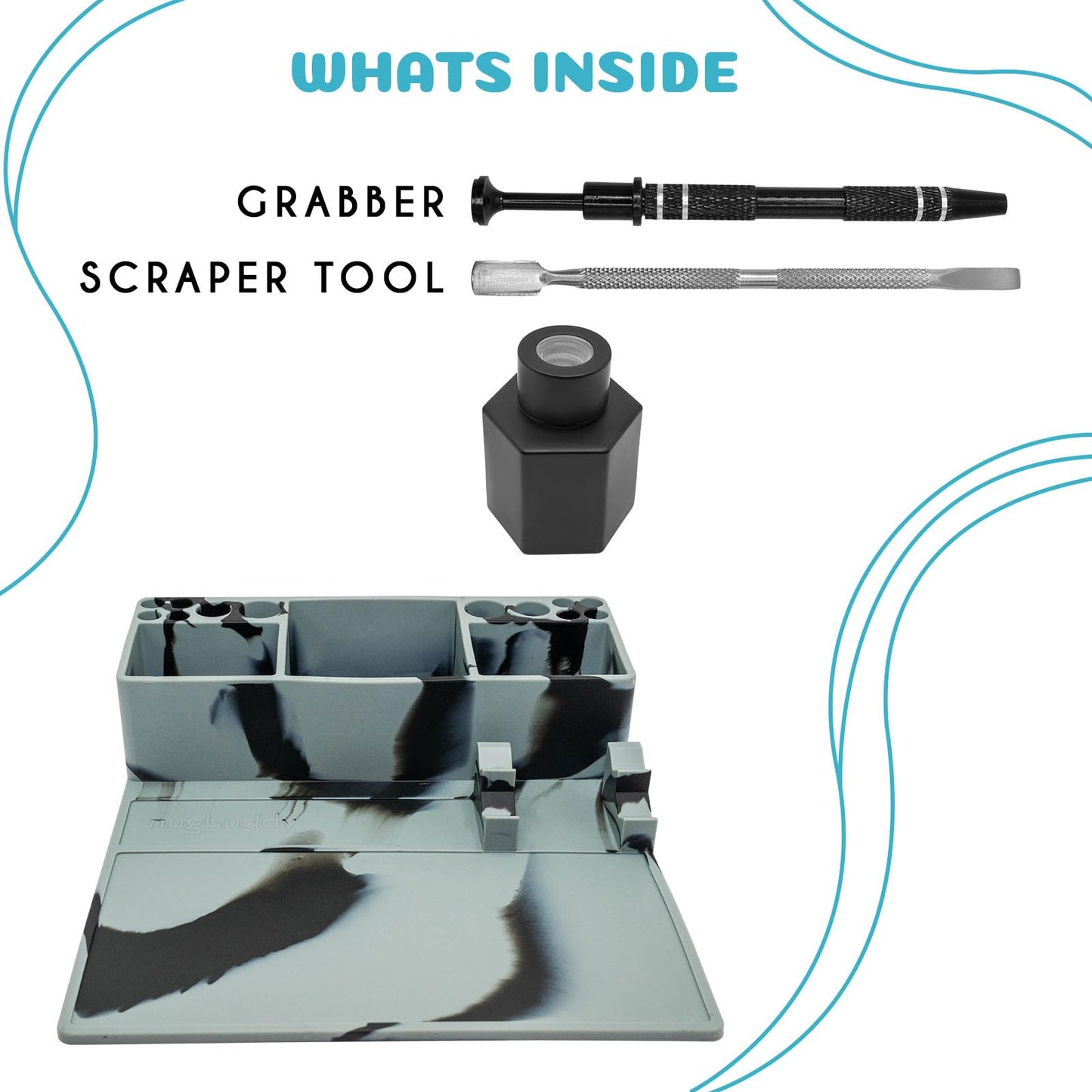 nugbuddy Wax Tool Station - Mat & Accessory Organizer - Heat Resistant & Non Stick Silicone Surface - Craft Kit with Accessories Included