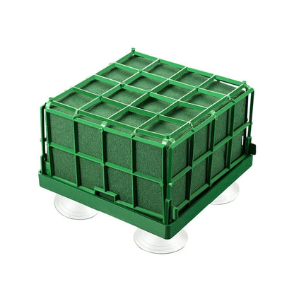 Xiaokeis 2 Floral Foam Cage with Suction Cups for Flower Arrangements, Square Floral Foam Cage Flower Holder for Fresh Flower Arrangement and Wedding Car Decorations(Green)