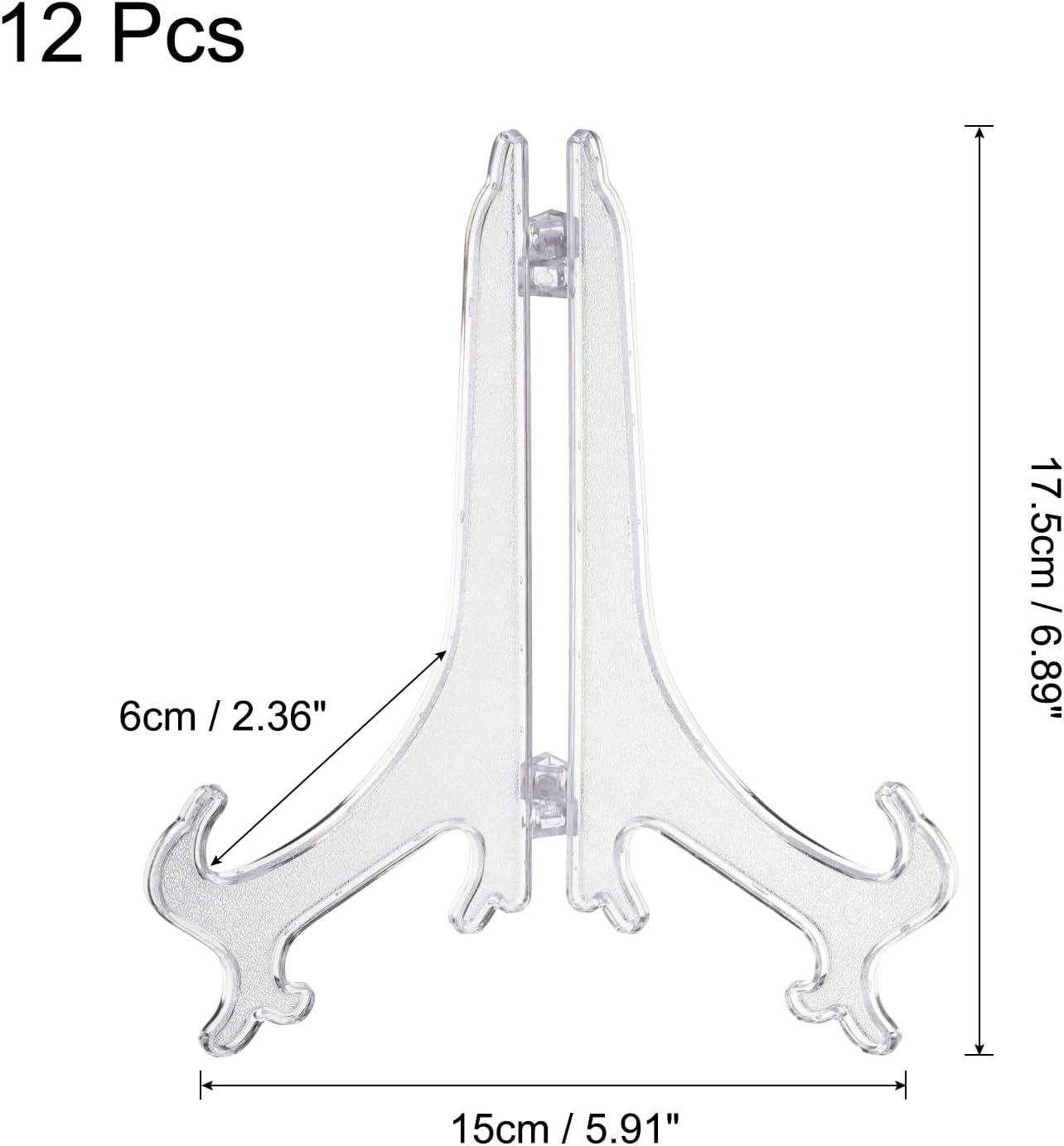 uxcell 12Pcs 7" Acrylic Plate Stands for Display, Easels for Card, Photo Frame, Desktop Transparent