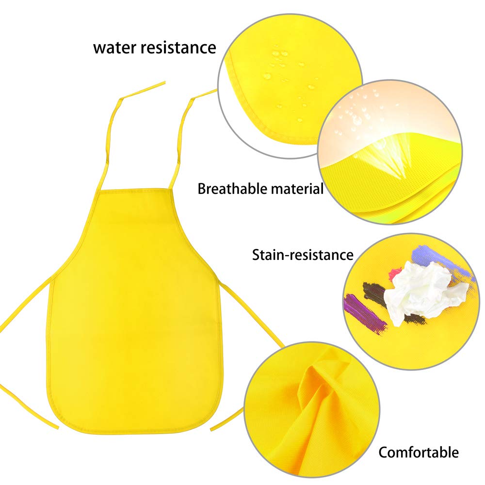 Pllieay 12 Pieces Kids Aprons Fabric Aprons for 3-7 Years Non Woven Kids Artist Apron Applied in Kitchen, Classroom, Community Event, Party, Crafts and Art Painting Activity
