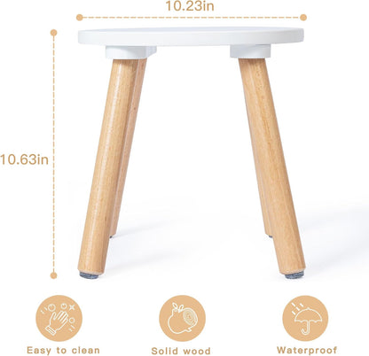 1 Pack 10 Frogprin Wooden Step Stool for Kids, Kids Chairs Perfect Matched Sensory Table, Multi-Purpose Sitting Stool