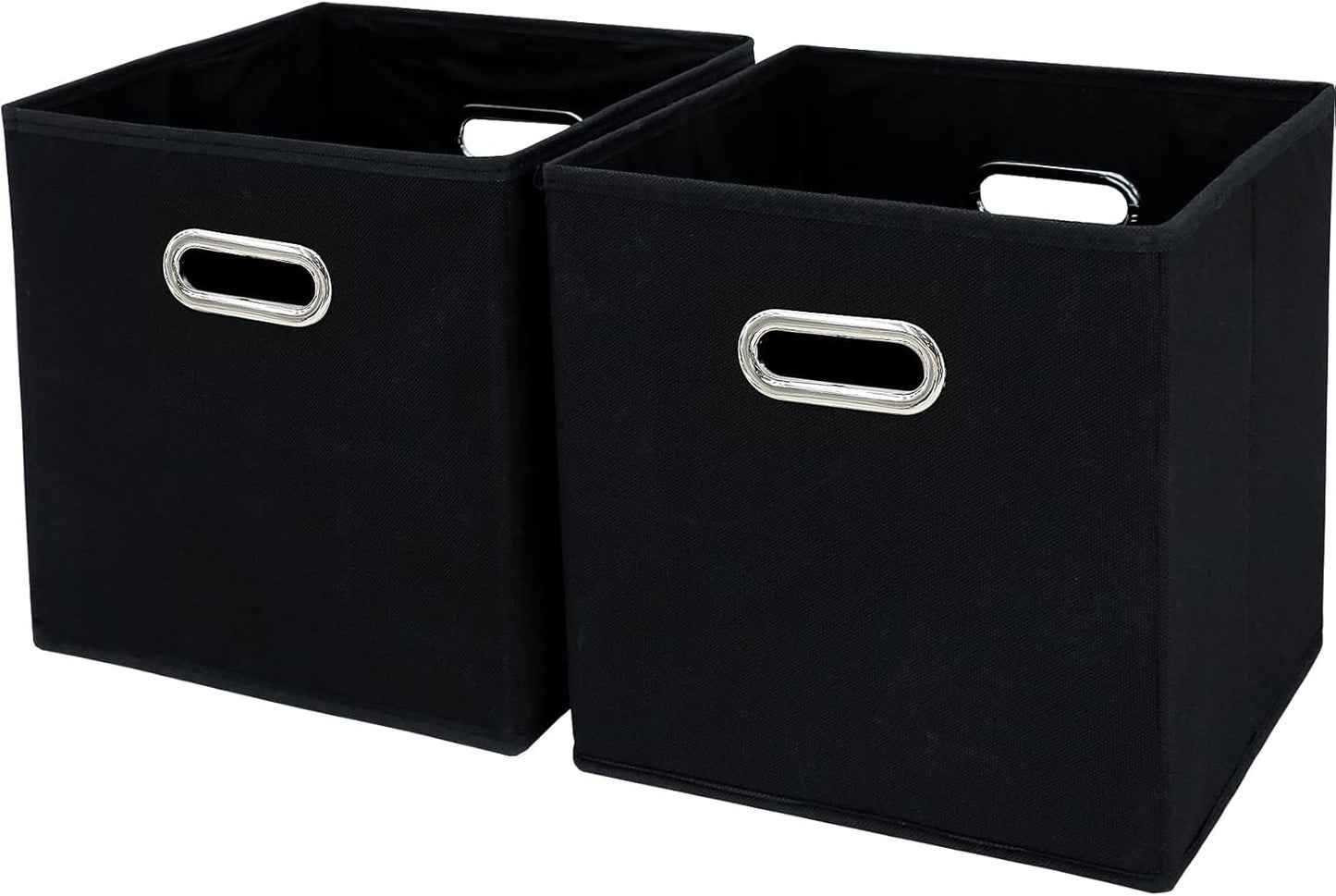 Black Fabric Storage Bins Cube, 11x11x11 Foldable Basket for Closet or Collapsible Storage Box Set of 2
