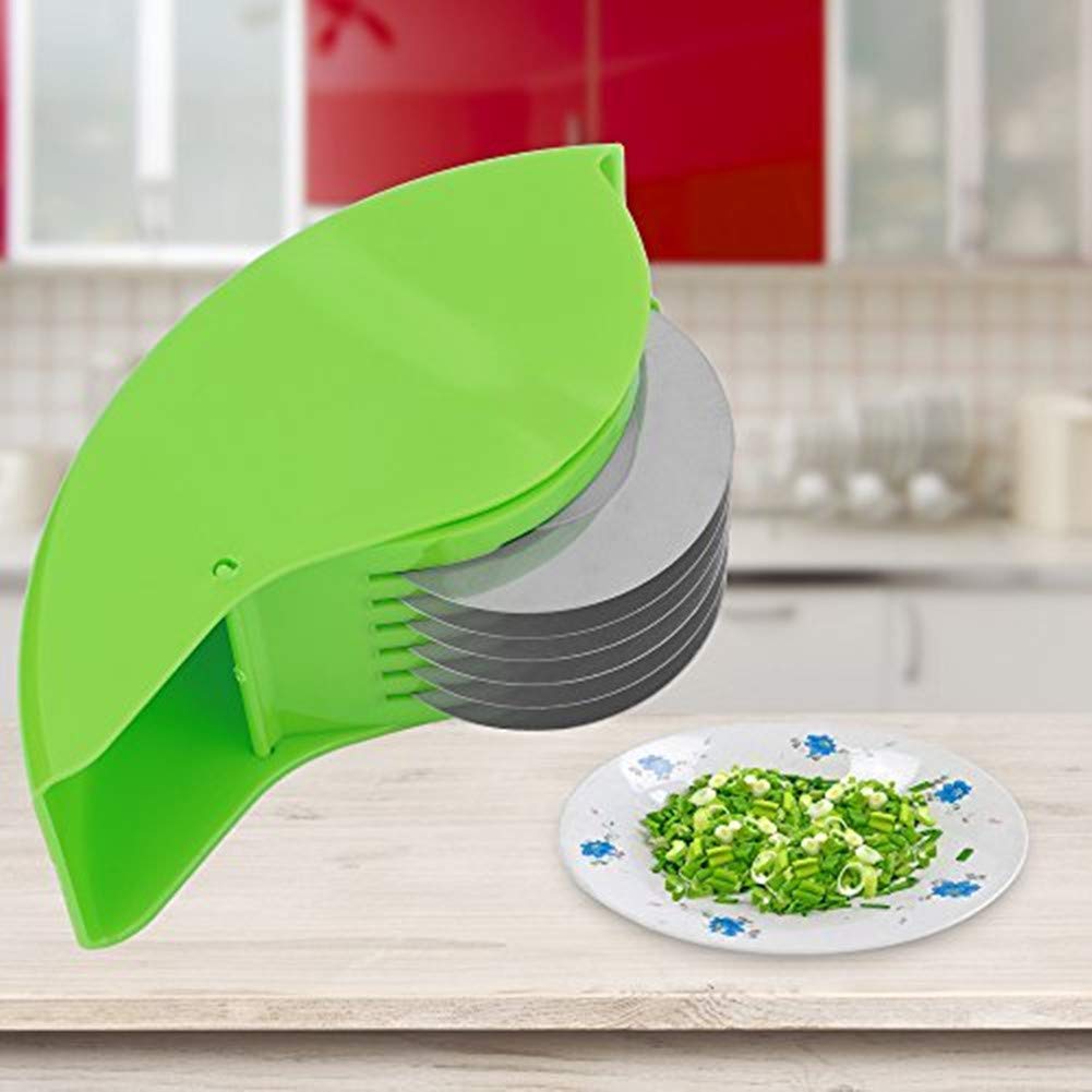 Herb Roller Mincer, AOZBZ Manual Hand Scallion Chive Mint Cutter with 6 Stainless Steel Blade Kitchen vegetable chop