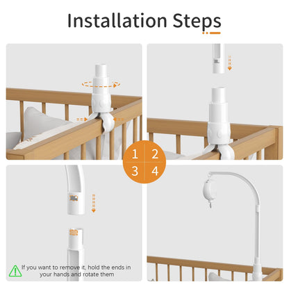 FEISIKE Baby Crib Mobile Arm with Music Box Spin Motor,23 Inch,Volume Control,3 Modes(Turn & Music,Turn Only, Music Only),Nursery Decor Hanger,Holder for DIY Clamp Mobile,35 Lullabies,30 Min Auto-Off