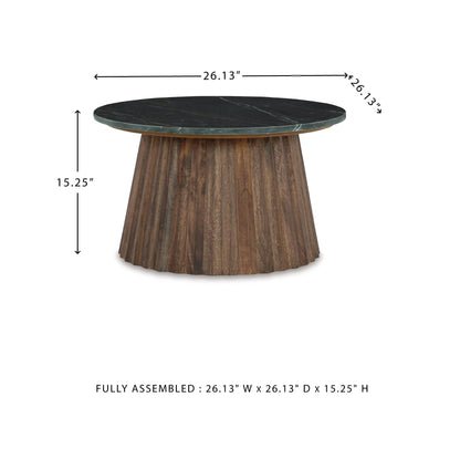Signature Design by Ashley Ceilby Contemporary Marble Accent Cocktail Table, Black & Dark Brown