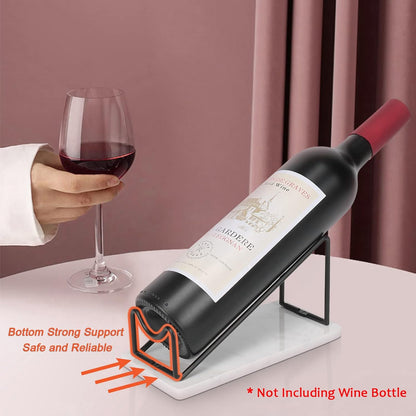 HarJue Tabletop Wine Rack - Metal Countertop Wine Bottles Holder with Elegant Marble Base, Stylish Matte Black