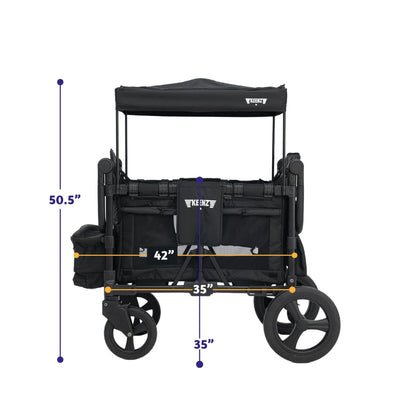 Keenz MOOV 2-Passenger All-Terrain Stroller Wagon with Reclining Seats, Cooler Bin, Push/Pull Handle, and Rubber Wheels – Foldable Wagon for Kids and Toddlers, Black