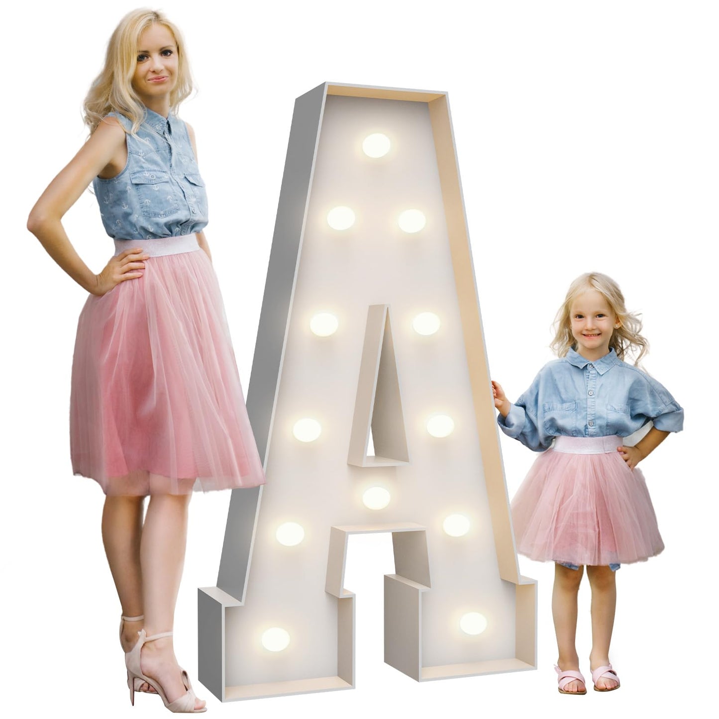 4FT Marquee Light Up Letters A,Party Decoration Large Marquee Letters with Weighted Water Bag,Pre-cut Foam Board Set Can Be Used for Birthdays,Weddings,Baby Anniversaries