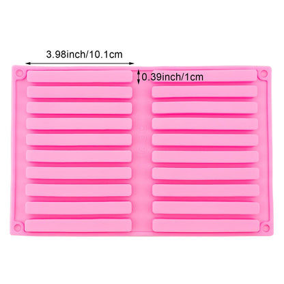 2 PACK Chocolate Rod Stick Silicone Strip Molds, 20 Bars Strips Biscuit Candy Molds for Cookies Candy Crayon Candle Soap Ice Cube Tray