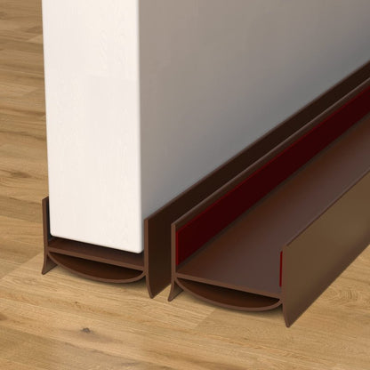 Door Draft Stopper, Strong Adhesive Door Sweep for Exterior and Interior Doors, 39” Length Cuttable Under Door Seal. (White, 2 Pack)