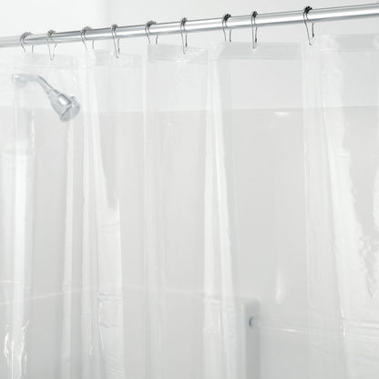 iDesign Vinyl Shower Liner, PVC-Free Curtain with Magnets, Long, Clear