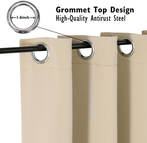 ChrisDowa Blackout Curtains - Thermal Insulated Room Darkening Panels, 54 Inches Long, Biscotti Beige (Set of 2)