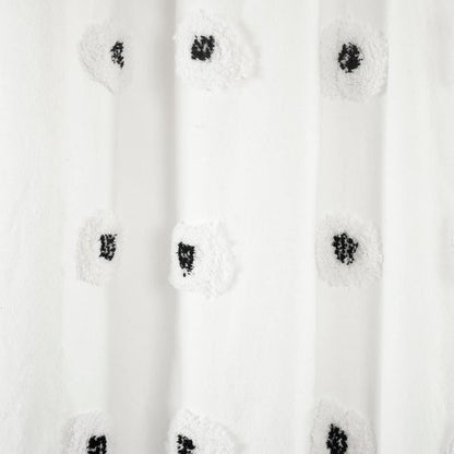 Lush Decor Boho Circle Tufted Yarn Dyed Eco-Friendly Recycled Cotton Shower Curtain, 72" x 72", Black