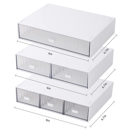 Ykpoqir Desk Organizer Stackable Storage with 6 Drawers Stackable Drawers for Desk Storage, Makeup Storage Accessories, Desktop Accessories with Drawers, White