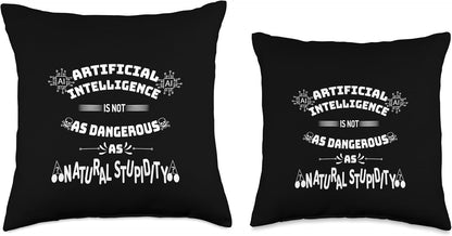 Funny AI Artificial Intelligence Tech Geek Nerd Sarcastic Throw Pillow, 16x16, Multicolor