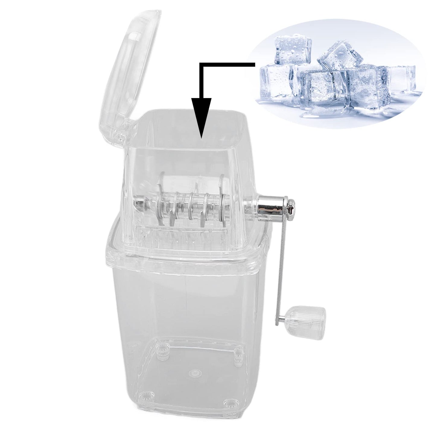 Tuzoo Hand Crank Operated Ice Crusher, Ice Shaver with Stainless Steel Blades, Manual Hand Crank Operated Ice Breaker for Fast