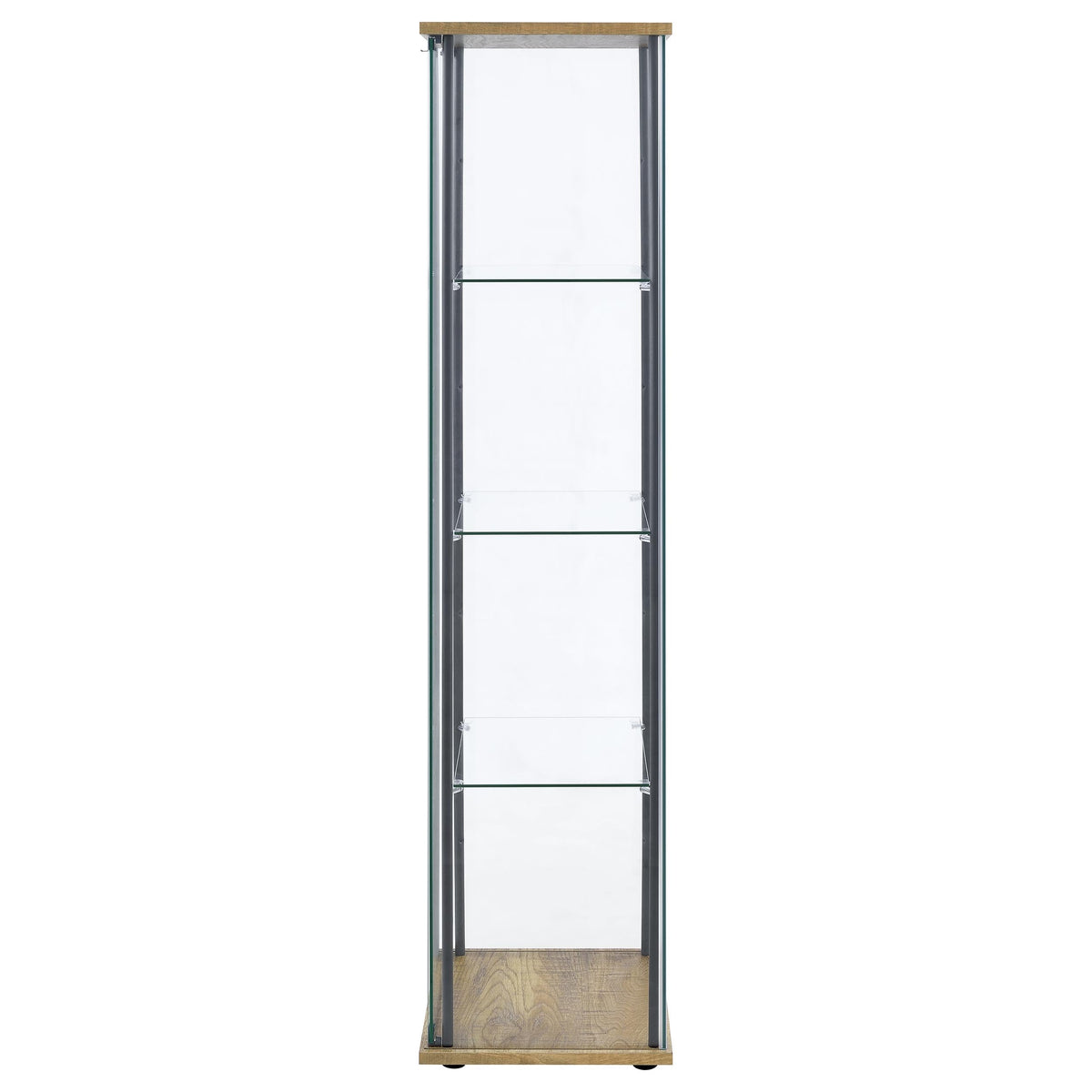 Coaster Home Furnishings - Bellatrix - Glass - 3-Shelf Curio Cabinet with Metal Frame, One Door, and Black Hardware - Living Room - 64-Inch - Mango - 950172MGO