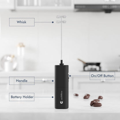 Powerful Milk Frother with Self-Stand Design, Handheld Foam Maker Mini Whisk Drink Mixer for Coffee, Cappuccino, Latte, Matcha, and Hot Chocolate