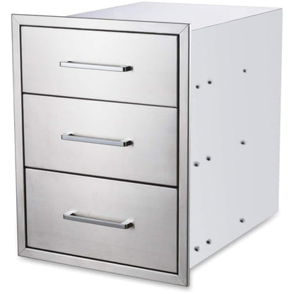 ZHAIUPON Outdoor Kitchen Drawers, 20" W27"H23"D Stainless Steel Triple BBQ Drawers, Grilling Access Drawer with Chrome Handle Enclosed Built-in Flush Mount for Outdoor Kitchen,BBQ Island