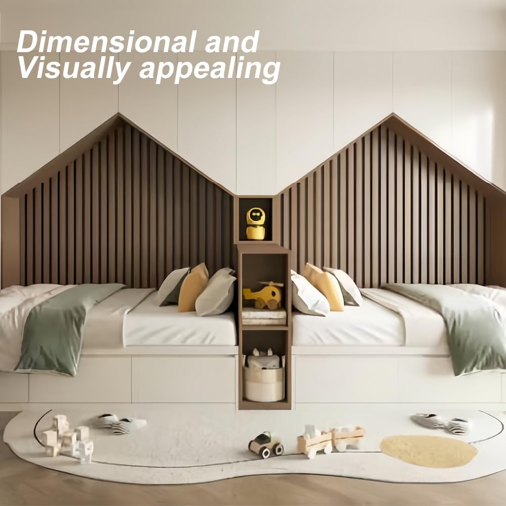 NovaGrid Board 4PCS Acoustic Wood Slat Wall Panels for Wall Decor and Ceiling 3D Fluted Sound Absorbing Panel Soundproof with Wood Finish 108"×6" (Maple Light)