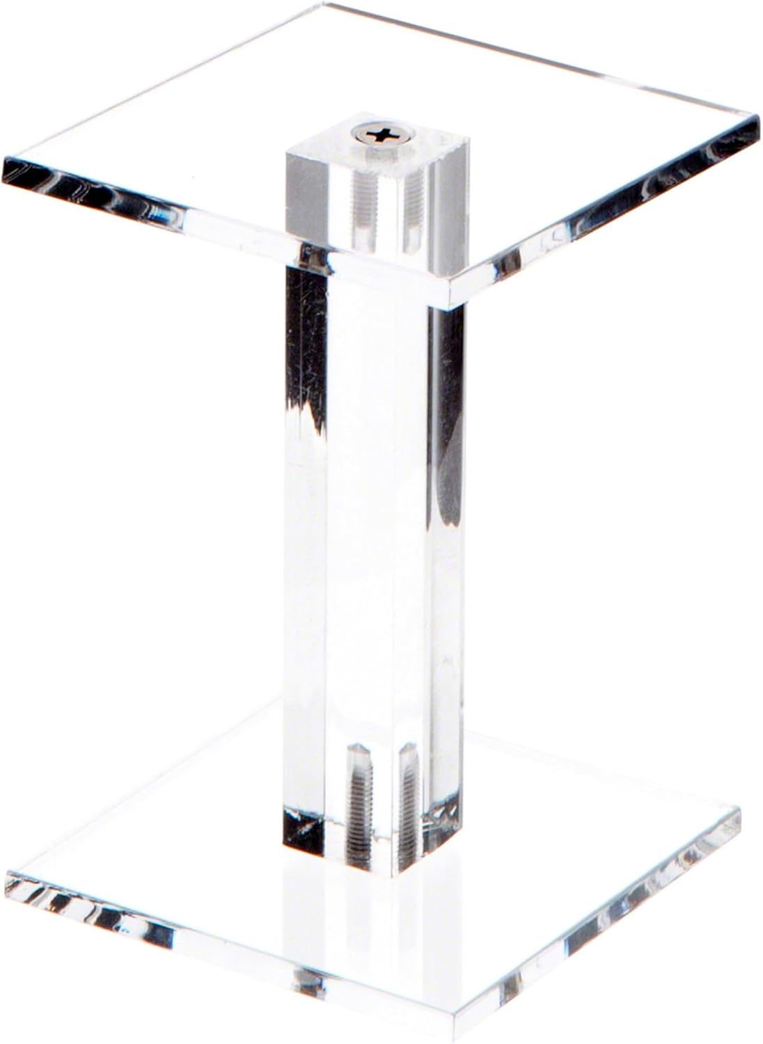 Plymor Clear Acrylic Square Barbell Pedestal Display Riser, 4.375" H x 3" W x 3" D