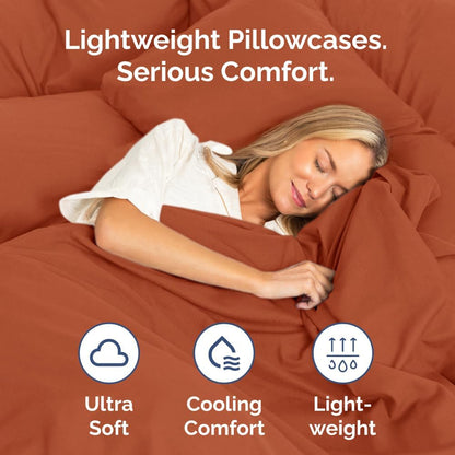 Skiennix Standard Pillow Cases Set of 2 - Soft Hotel Quality, Wrinkle-Free & Stain Resistant - Terracotta