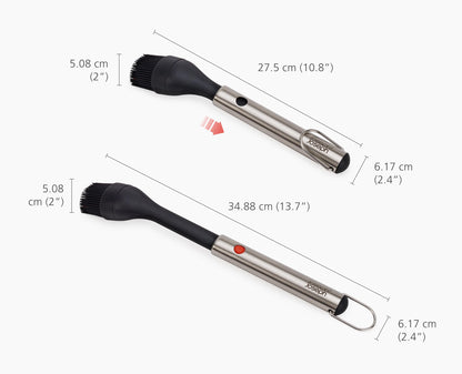 Joseph Joseph GrillOut Silicone BBQ Basting Brush with Stainless Steel Handle, High-Heat Resistant Bristles, Retractable for compact storage, Easy-Clean