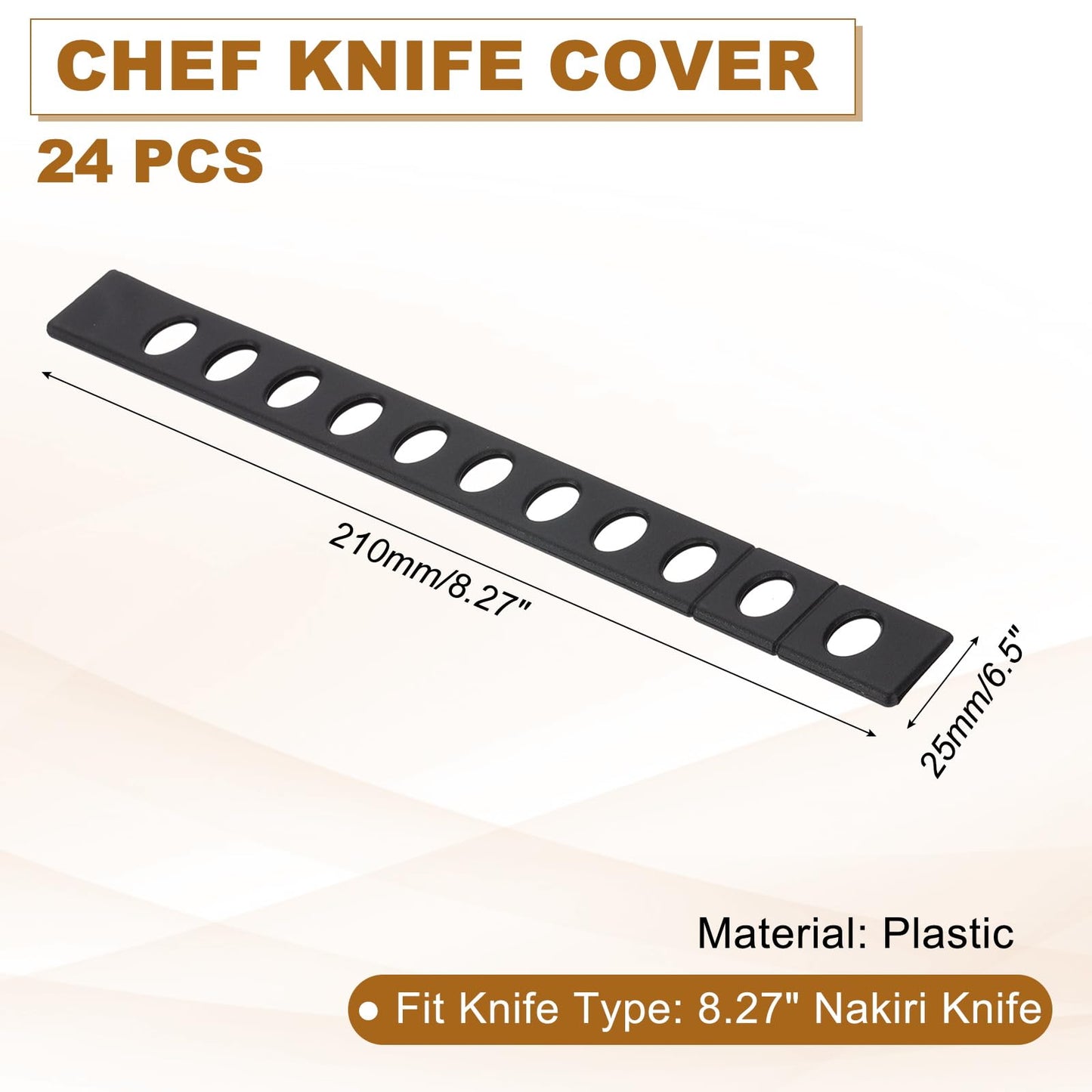 PATIKIL 24Pcs PP Universal Blade Edge Guard Cover, Blade Cutting Edge Sleeve of 8" Blade Cover for Kitchen, Dining Room, Black