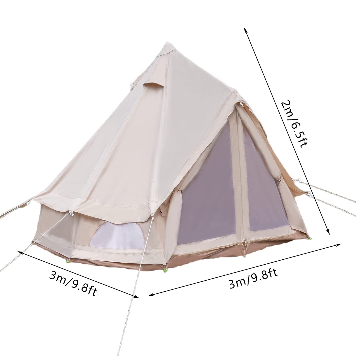 Yurt Tent,Glamping Tents Canvas Bell Tent Waterproof Camping & Glamping 4 Season Yurt 3M 2~3 Person