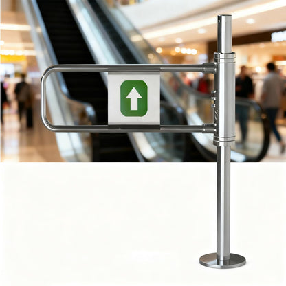 Manual 90° Pedestrian Gate, Automatic Closing Metal Double Door, One-Way Entry Security Turnstile for Supermarkets - Durable Silver 2.60m/23.6in Access Control Gate