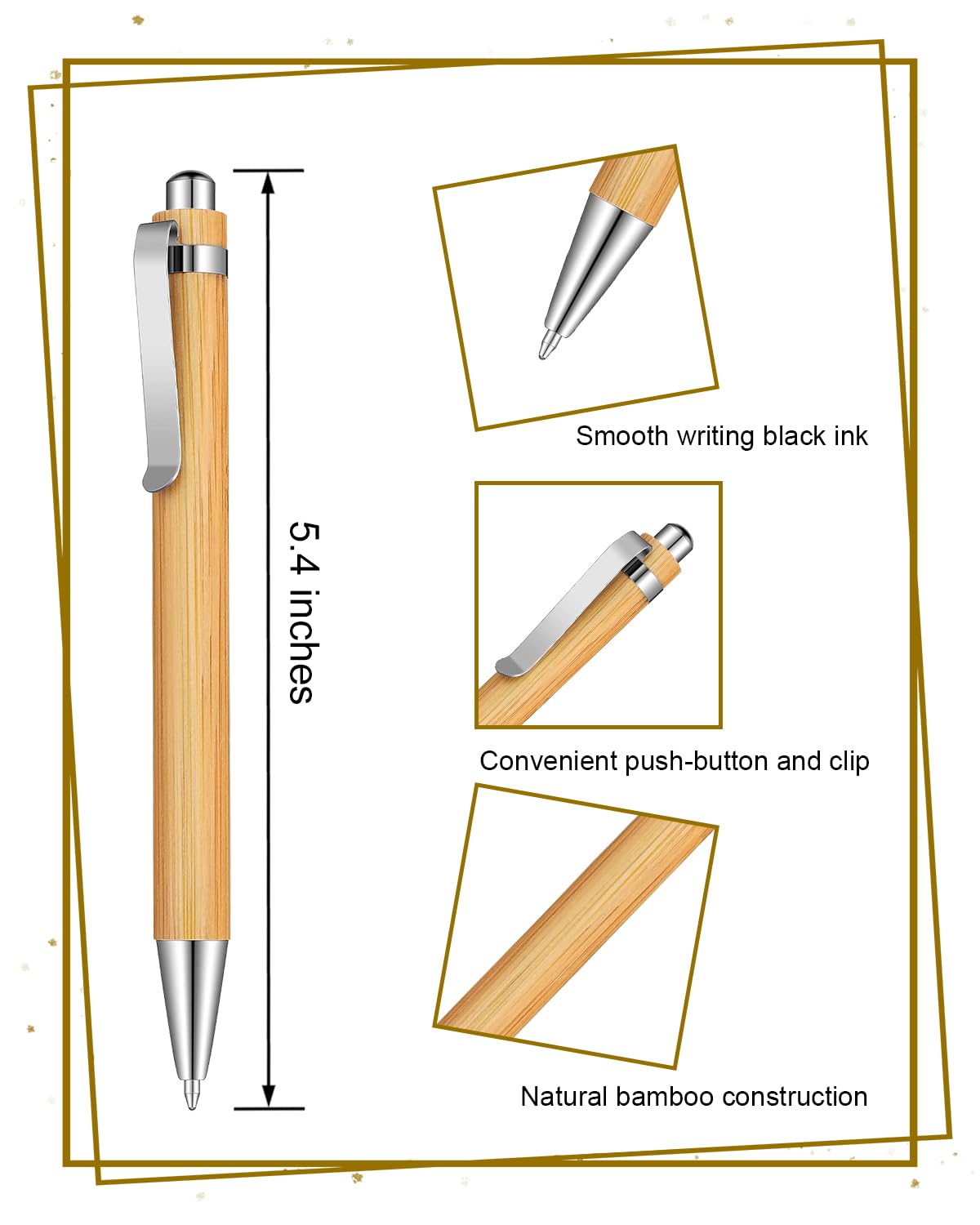lyforx Bamboo Pens Bulk Wooden Bamboo Pens Engraving Wooden Ballpoint Pen Customizable Gift Pen Bulk 50pcs