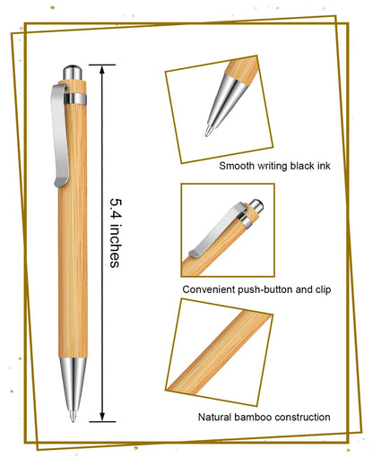 lyforx Bamboo Pens Bulk Wooden Bamboo Pens Engraving Wooden Ballpoint Pen Customizable Gift Pen Bulk 50pcs
