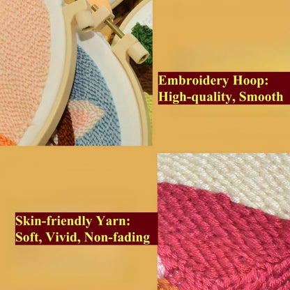 YEESAM Art Punch Needle Kit with The Starry Night Patterns, Full Set DIY Punch Needle Tufting Coaster Yarn Rug Embroidery Set with Hoop Tool, Easy Craft for Adults Beginners
