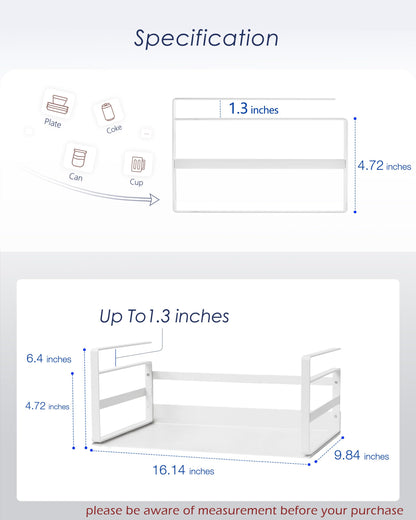Nxconsu 2Pack Under Shelf Storage Basket Organizer Hanging Holder for Cabinet Pantry Kitchen Cupboard Desk Counter Bookshelf Organization Add-on Space Saver Heavy Duty Slide-in White Large