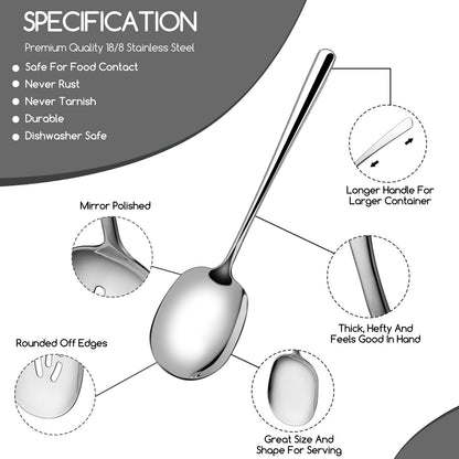 SOLEADER Extra Large Serving Spoons for Buffet, 12 Inch Stainless Steel Serving Spoons, Big Spoons for Serving Food, Pack of 6