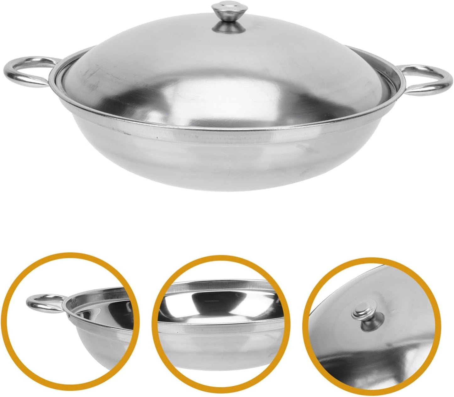 Zerodeko Stainless Steel Griddle Set, Asian Noodles Saute Pan with Lid, Non Stick Skillet for Camping