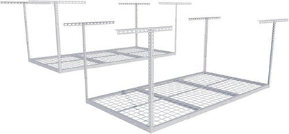 FLEXIMOUNTS Overhead Garage Storage Rack - Adjustable Ceiling System | 72" x 36" x 40", 900lbs Capacity, White