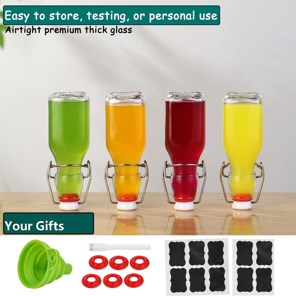 ZEBEIYU Swing Top Glass Bottles 4 oz With Flip Airtight Lids for Home Brewing, Beverages, Oil, Vinegar, Water, Soda, Kefir, Limoncello, Homemade liquor, vanilla（10 Pack