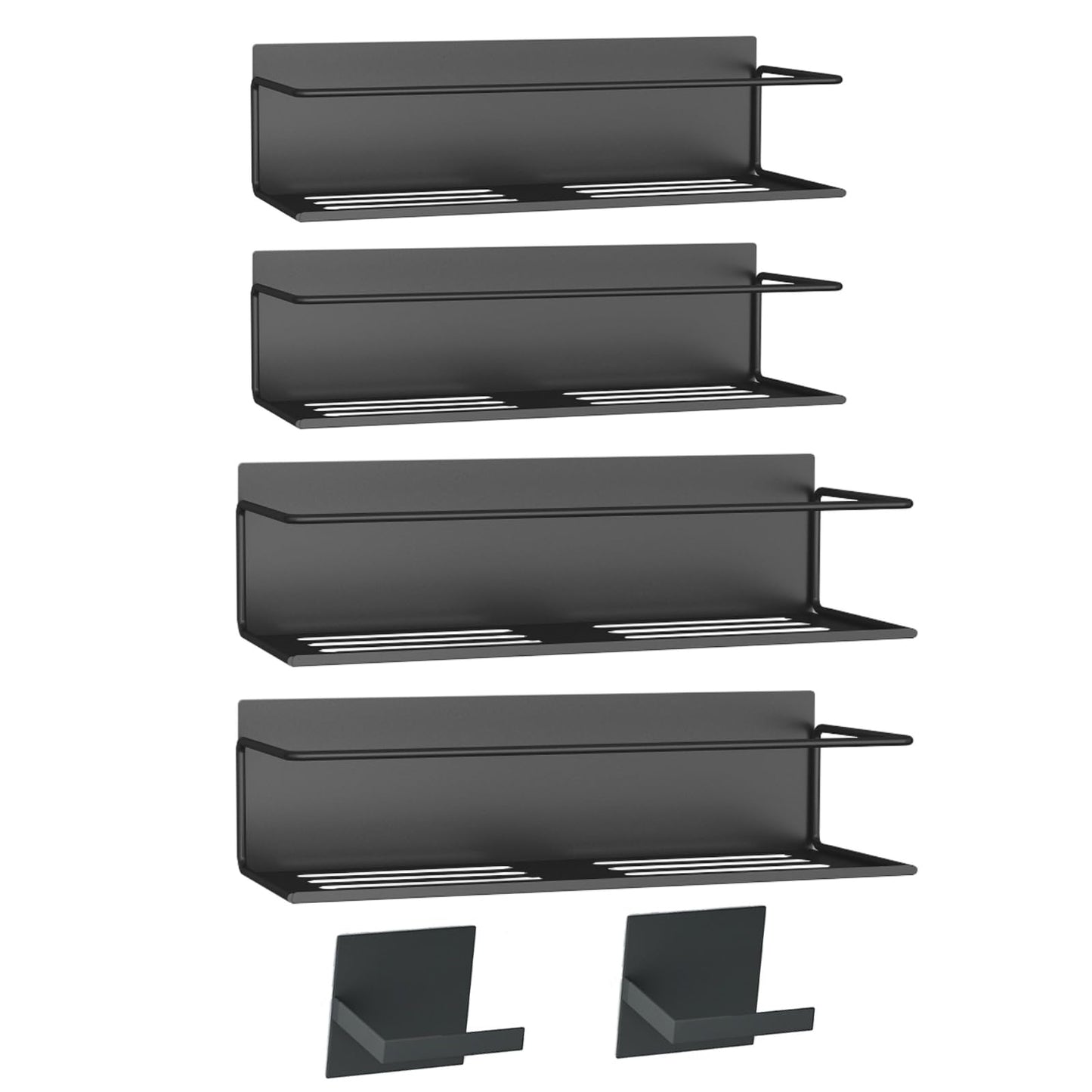 Roysili Magnetic Spice Rack For Refrigerator, Magnetic Fridge Shelf For Kitchen, Magnetic Shelf For Fridge Space Saving Black 4 Pack With Magnetic Paper Towel Holder