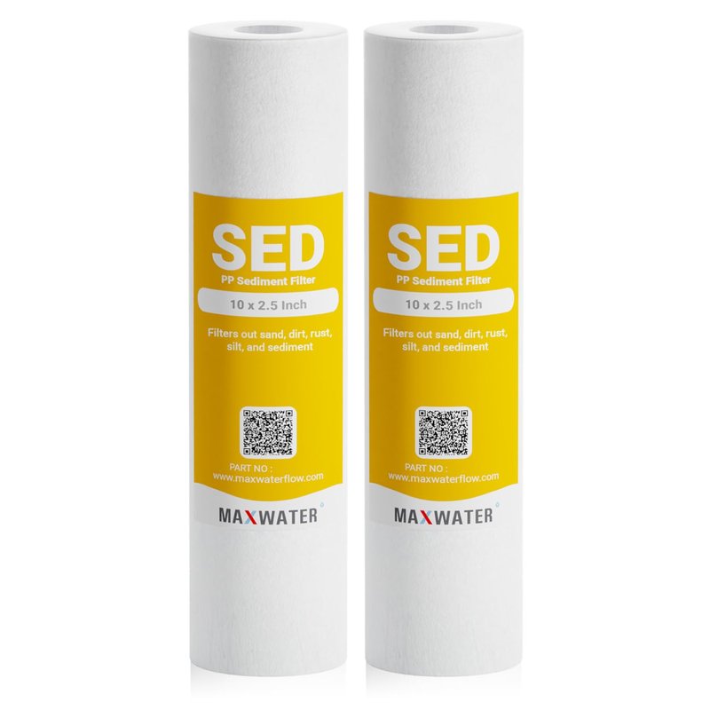 50 Pack of 10 Micron 10" x 2.5" Inch Polypropylene Sediment Filters compatible with 10" Standard RO Reverse Osmosis and WH Whole House Systems